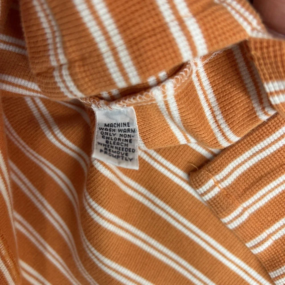 Ralph Lauren Polo Shirt Mens M Orange‎ White Stripe Button Down Collar Pony Big